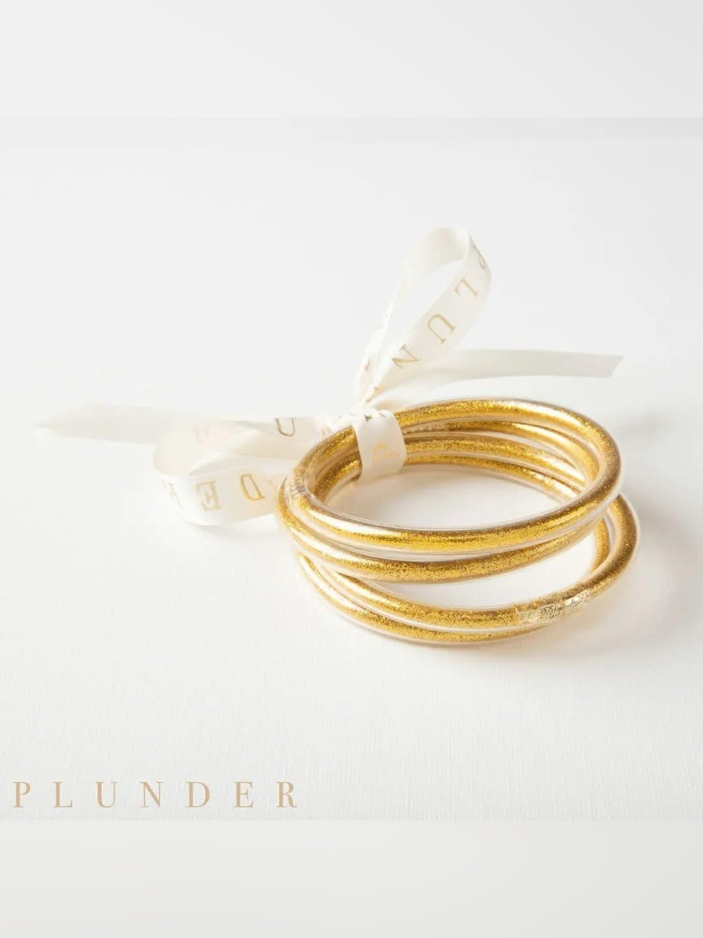 Plunder Design Glitter Jelly Bracelet Set Gold Core Color - Oralia